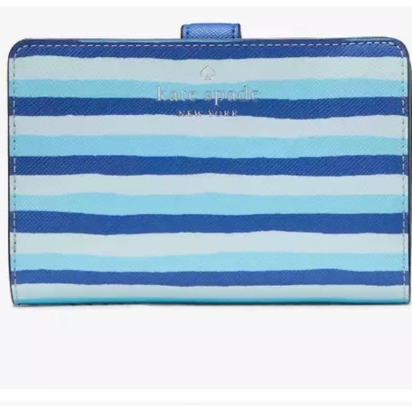 💙🩵KATE SPADE Schuyler Wave Striped Medium Wallet🩵💙 NWT - Picture 2 of 4